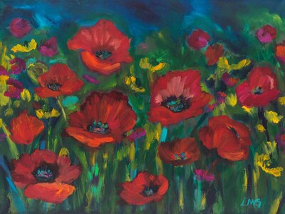 Poppy painting, Colorful floral wall art, Abstract flower print - image2